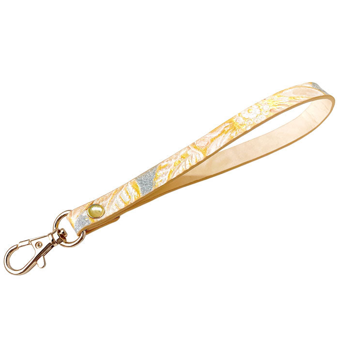 【Leo&Aoi公式ショップ】 ラメフラワー 型押し ナスカン付き ストラップ 本革 マルチストラップ 携帯ストラップ レザー 携帯 スマホ キーホルダー パスケース 定期入れ リストストラップ 革 牛革 手帳型 スマホケース 落下防止 レディース 花 フラワー 【安心の返品保証付き】