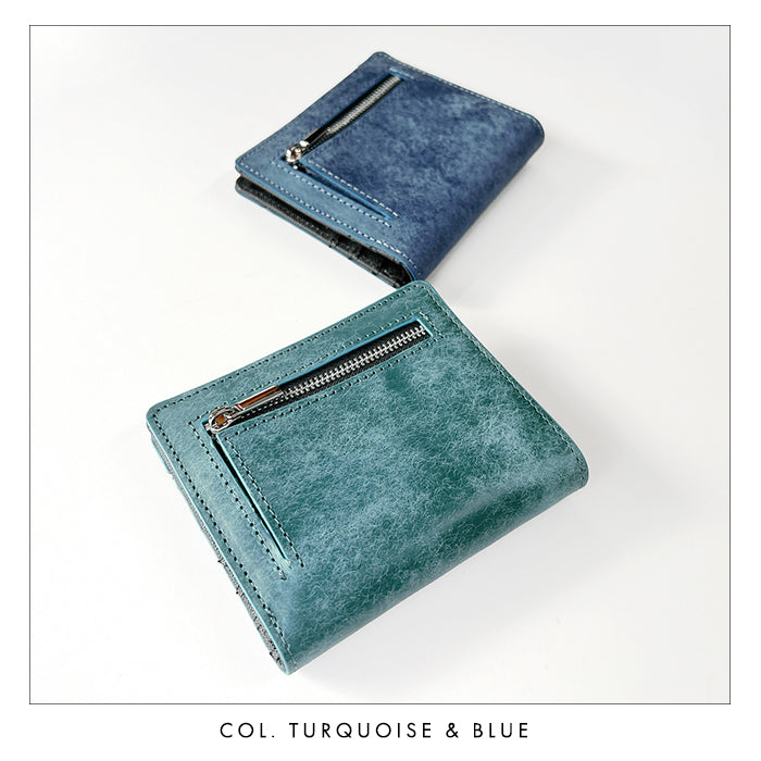 【Leo&Aoi公式ショップ】本革 レザリア スリム二つ折り財布 メンズ レディース カード収納 小銭入れ コインケース付き サイフ ウォレット 薄型 コンパクト WM-D3-02【安心の返品保証付き】