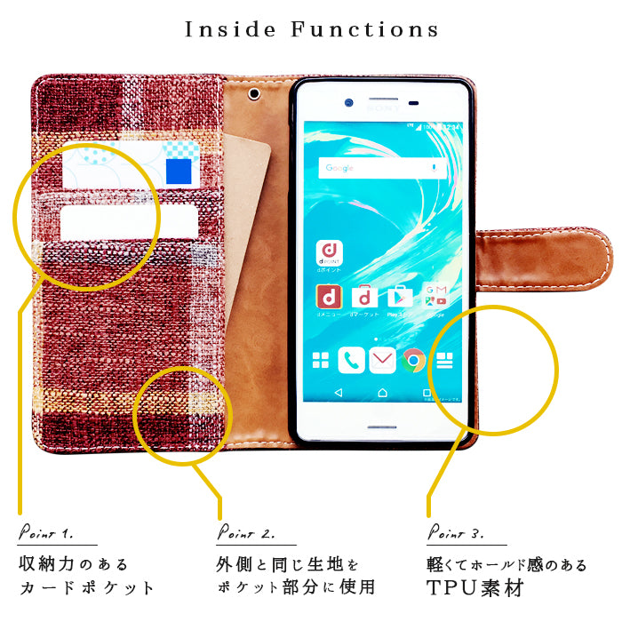 【Leo&Aoi公式ショップ】 XPERIA Ace II SO-41B ケース カバー ランチョンマット風 手帳型ケース so41b エクスペリア スマホケース 【安心の返品保証付き】