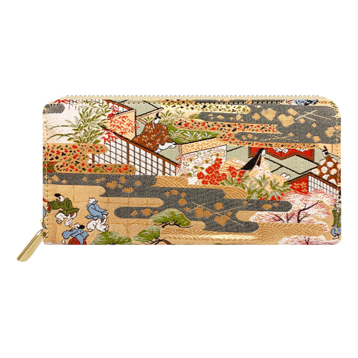 【Leo&Aoi公式ショップ】 西陣織 松 長財布 カード収納 レディース ラウンドファスナー 財布 金襴 和風 和柄 サイフ さいふ ウォレット ラウンド長財布 ラウンド財布 長サイフ 和 豪華 織物 鳳凰 桜 鯉 源氏物語 花唐草 鶴 七宝地文 女性 ハンドメイド【安心の返品保証付き】
