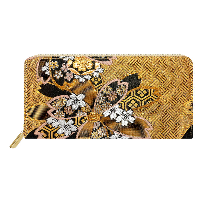 【Leo&Aoi公式ショップ】 西陣織 松 長財布 カード収納 レディース ラウンドファスナー 財布 金襴 和風 和柄 サイフ さいふ ウォレット ラウンド長財布 ラウンド財布 長サイフ 和 豪華 織物 鳳凰 桜 鯉 源氏物語 花唐草 鶴 七宝地文 女性 ハンドメイド【安心の返品保証付き】