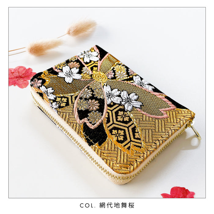 【Leo&Aoi公式ショップ】 西陣織 松 ミニ財布 財布 金襴 ミニウォレット コンパクト ラウンドファスナー サイフ さいふ ウォレット 小さい財布 カード収納 ラウンド財布 ミニサイフ 和風 和柄 和 豪華 織物 鳳凰 桜 鯉 源氏物語 花唐草 鶴 七宝地文 ハンドメイド
