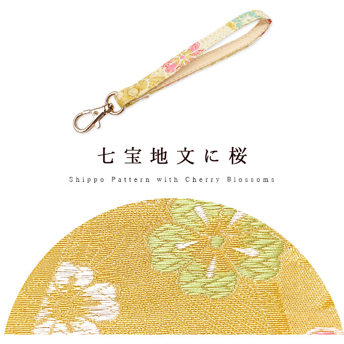 【Leo&Aoi公式ショップ】 西陣織 松 ナスカン付き ストラップ マルチストラップ 携帯ストラップ 携帯 スマホ キーホルダー パスケース 定期入れ リストストラップ 手帳型 スマホケース 落下防止 レディース 金襴 和柄 和風 高級 華やか 着物 【安心の返品保証付き】