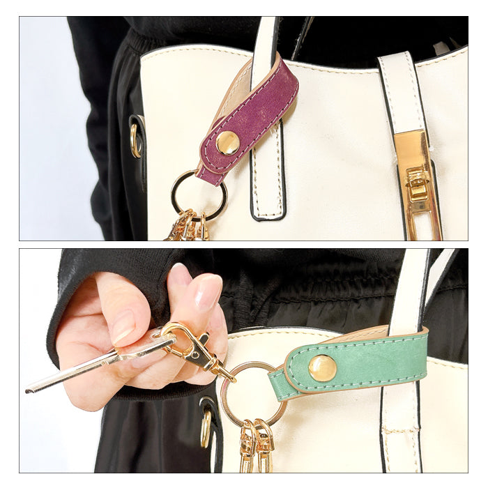 【Leo&Aoi公式ショップ】 イタリア製 マヤベリー 3連 キーリング 本革 スナップボタン イタリアンレザー キーホルダー ナスカン 【安心の返品保証付き】