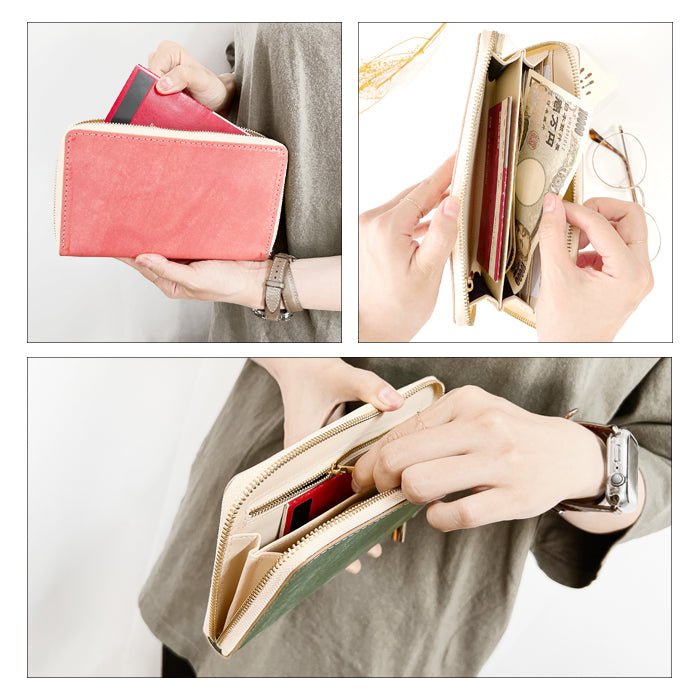 【Leo&Aoi公式ショップ】イタリア製 マヤベリー マルチケース 本革 通帳ケース パスポートケース 母子手帳ケース 大容量 スリム設計 ファスナー付き メンズ レディース おしゃれ ハンドメイド 【安心の返品保証付き】