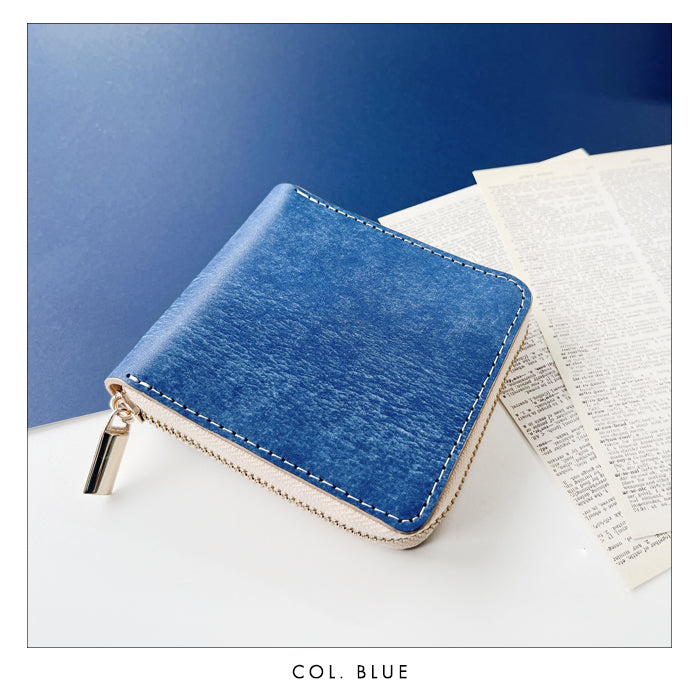 【Leo&Aoi公式ショップ】 マヤベリー ラウンド型 二つ折り財布 イタリア製 本革 ラウンドファスナー 財布 小銭入れ レディース メンズ 薄型 コインケース付き マヤレザー 【安心の返品保証付き】