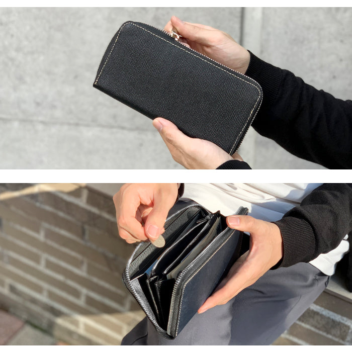 【Leo&Aoi公式ショップ】 男の型押し 財布 長財布 メンズ 本革 ラウンドファスナー サイフ さいふ ウォレット 革 牛革 レザー カード収納 革財布 ラウンド長財布 ラウンド財布 長サイフ 本革長財布 レディース ハンドメイド 型押し【安心の返品保証付き】