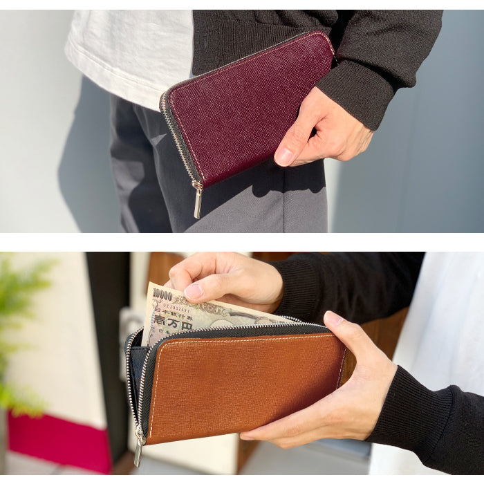 【Leo&Aoi公式ショップ】 男の型押し 財布 長財布 メンズ 本革 ラウンドファスナー サイフ さいふ ウォレット 革 牛革 レザー カード収納 革財布 ラウンド長財布 ラウンド財布 長サイフ 本革長財布 レディース ハンドメイド 型押し【安心の返品保証付き】