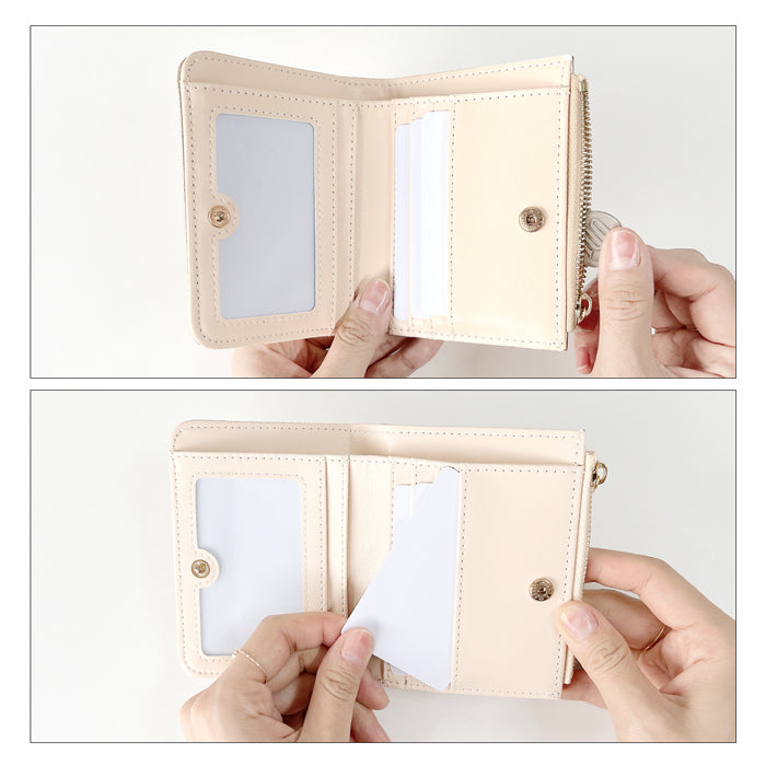 【Leo&Aoi公式ショップ】本革 メタリック てのひら財布 二つ折り財布 レディース メンズ カード収納 小銭入れ コインケース付き サイフ ウォレット 革 レザー 牛革 【WM-D2-03】 【安心の返品保証付き】