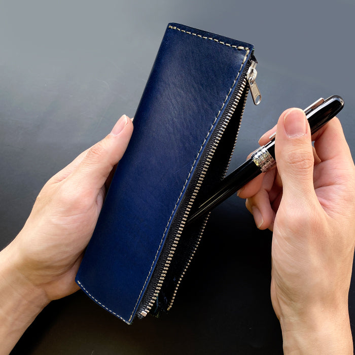 ミズーリベリー ペンケース 本革 筆箱 レザー ペン入れ コンパクト 薄型 スリム 文具 筆記用具 ふで箱 収納 革 高級 ペン ケース メンズ レディース