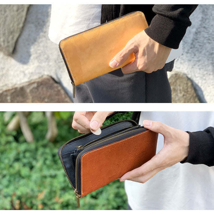【Leo&Aoi公式ショップ】 ミズーリベリー 長財布 財布 イタリアンレザー メンズ 本革 ラウンドファスナー サイフ さいふ ウォレット 革 レザー カード収納 革財布 ラウンド長財布 ラウンド財布 長サイフ 本革長財布 レディース ハンドメイド ニートフットオイル【安心の返品保証付き】