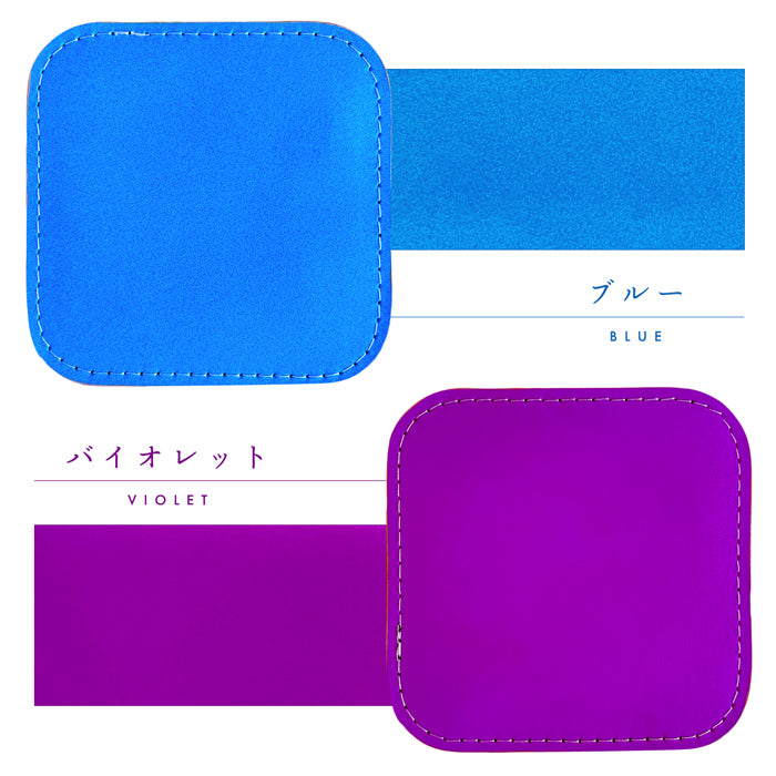 【Leo&Aoi公式ショップ】 はげにくいネオン コースター 4枚セット 本革 テーブルウェア カフェ おしゃれ キッチン 雑貨 食器 ハンドメイド 角丸型 革 上品 華やか お洒落 高級 無地 型押し 蛍光カラー 【安心の返品保証付き】