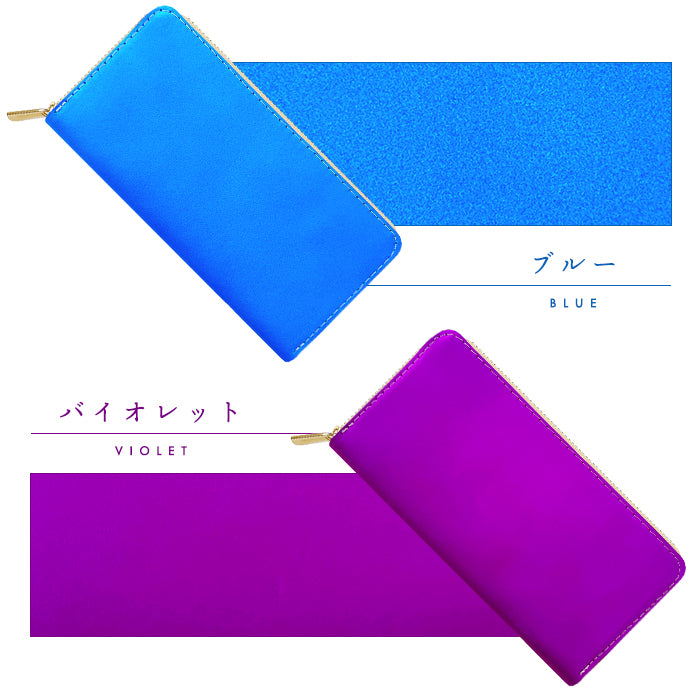 【Leo&Aoi公式ショップ】 はげにくいネオン 蛇腹 カードポケット付き 長財布 本革 ラウンド型ファスナー 財布 レディース 大容量 蛍光カラー【安心の返品保証付き】