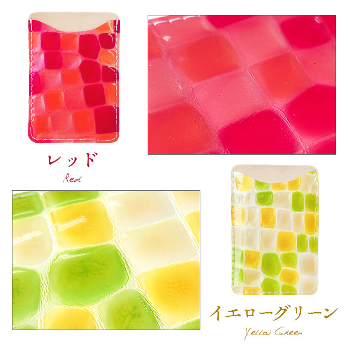 【Leo&Aoi公式ショップ】 ちょっと上品な ステンドグラス スマホ カード収納 カードケース 本革 貼り付け 背面 薄型 カードポケット 背面収納 レザー ポケット カード入れ スリム ICカード 定期入れ シール CARD POCKET 【安心の返品保証付き】