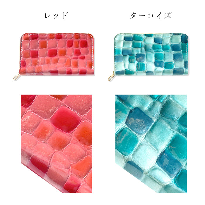 【Leo&Aoi公式ショップ】 ちょっと上品な ステンドグラス コインケース 本革 レディース 小銭入れ ミニ財布 かわいい ファスナー付き おしゃれ カード入れ カードケース 女性 革 レザー 小物入れ コンパクト ケース 型押し エナメル【安心の返品保証付き】