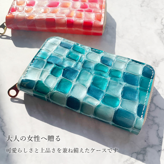 【Leo&Aoi公式ショップ】 ちょっと上品な ステンドグラス コインケース 本革 レディース 小銭入れ ミニ財布 かわいい ファスナー付き おしゃれ カード入れ カードケース 女性 革 レザー 小物入れ コンパクト ケース 型押し エナメル【安心の返品保証付き】