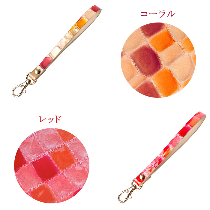 【Leo&Aoi公式ショップ】 ちょっと上品な ステンドグラス ナスカン付き ストラップ 本革 マルチストラップ 携帯ストラップ レザー 携帯 スマホ キーホルダー パスケース 定期入れ リストストラップ 革 牛革 手帳型 スマホケース 落下防止 レディース 【安心の返品保証付き】