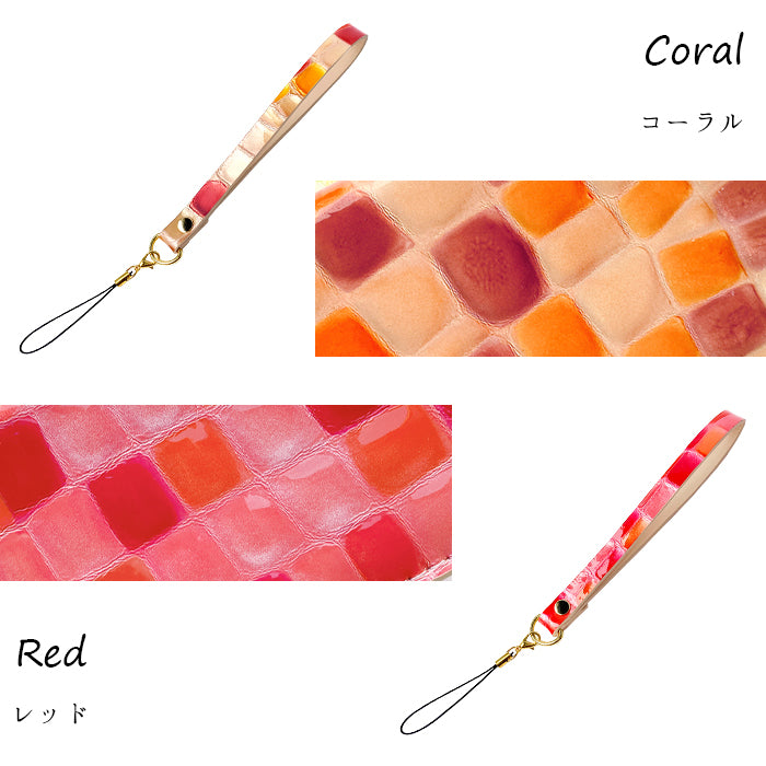 【Leo&Aoi公式ショップ】 牛革 ちょっと上品な ステンドグラス ストラップ 本革 マルチストラップ 携帯ストラップ レザー 携帯 スマホ キーホルダー パスケース 定期入れ リストストラップ 革 手帳型 スマホケース 落下防止 レディース 【安心の返品保証付き】