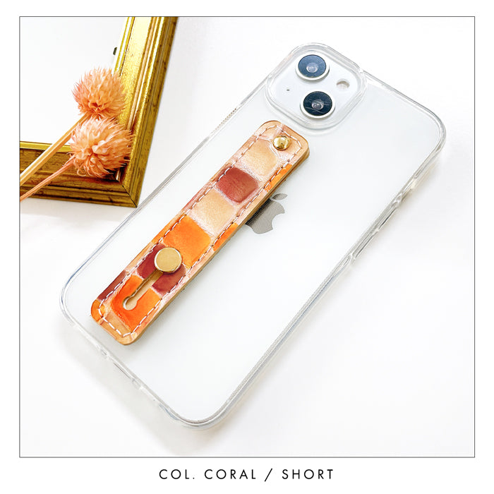 【Leo&Aoi公式ショップ】 ちょっと上品な ステンドグラス スマホバンド スマホベルト 本革 レザー スマホリング 落下防止 ベルト バンド ホルダー 片手 スタンド スライドベルト スマホスタンド エナメル加工 レディース 女性 革 【安心の返品保証付き】