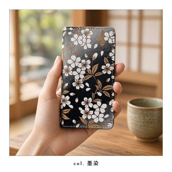 【Leo&Aoi公式ショップ】西陣織 朧月夜桜 スマホケース 手帳型ケース 全機種対応
