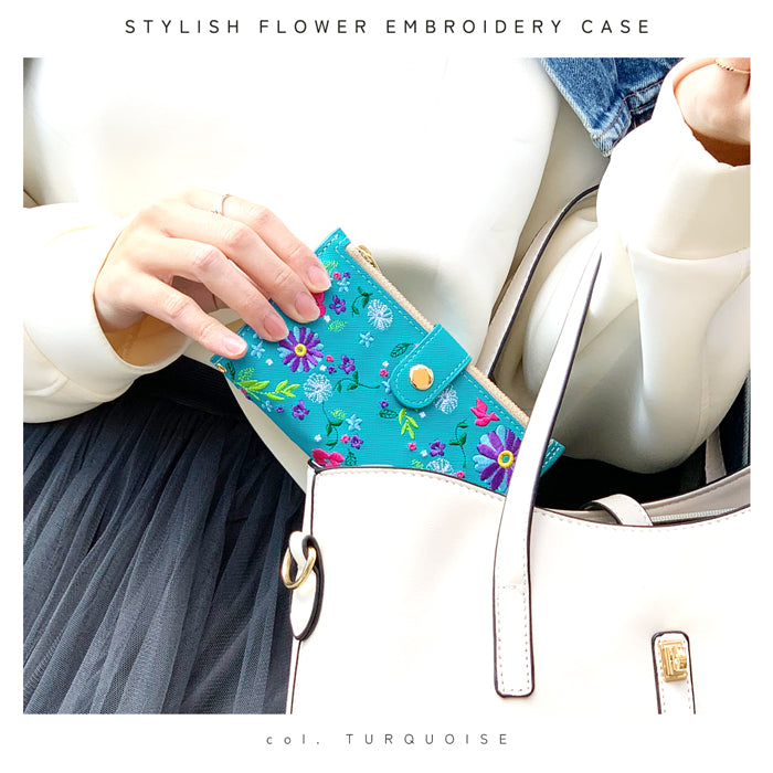 【Leo&Aoi公式ショップ】 arrows We2 F-52E FCG02 M07 A402FC ケース おしゃれ 花刺繍 手帳型ケース f52e アローズ ウィー スマホケース