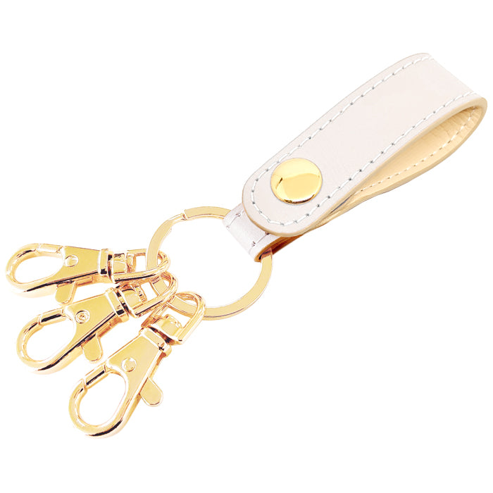 【Leo&Aoi公式ショップ】 本革 パステル 3連 キーリング 本革 スナップボタン 本革キーリング 【安心の返品保証付き】