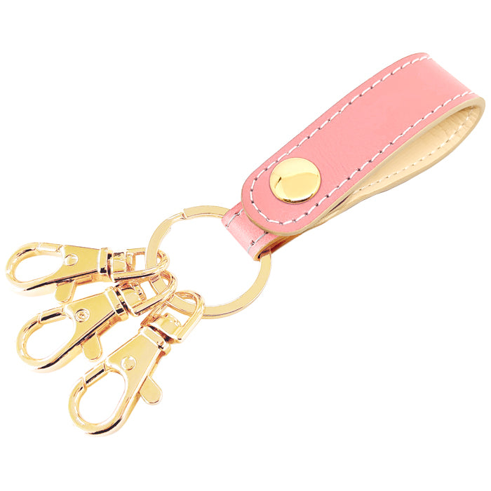 【Leo&Aoi公式ショップ】 本革 パステル 3連 キーリング 本革 スナップボタン 本革キーリング 【安心の返品保証付き】