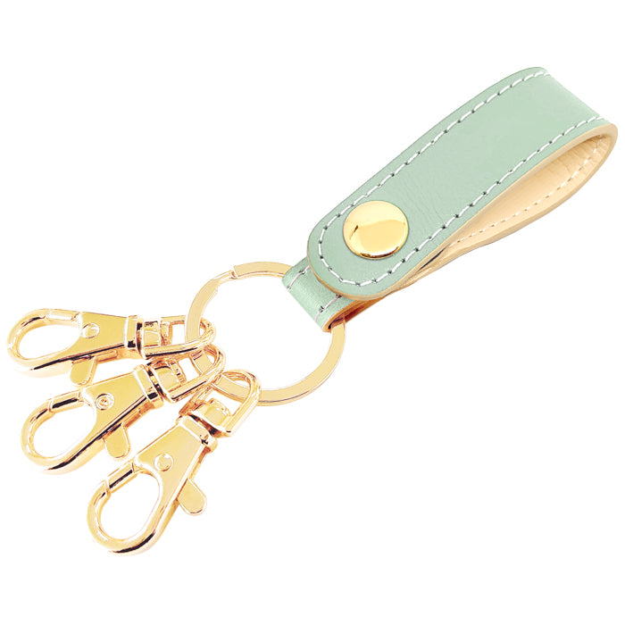 【Leo&Aoi公式ショップ】 本革 パステル 3連 キーリング 本革 スナップボタン 本革キーリング 【安心の返品保証付き】