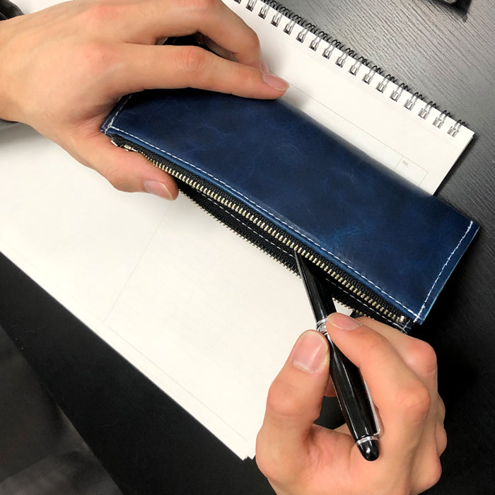 【Leo&Aoi公式ショップ】 ヌメ革 牛ヌメ革 レザー ペンケース 本革 筆箱 ペン入れ コンパクト スリム 文具 筆記用具 ふで箱 収納 革 高級 ペン ケース 【安心の返品保証付き】