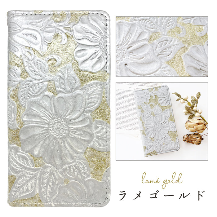 【Leo&Aoi公式ショップ】 AQUOS wish4 ケース SH-52E SH-M27 A403SH SHG13 A402SH カバー 手帳型 本革 ラメフラワー 型押し 手帳型ケース sh52e アクオス ウィッシュ4 スマホケース 【安心の返品保証付き】