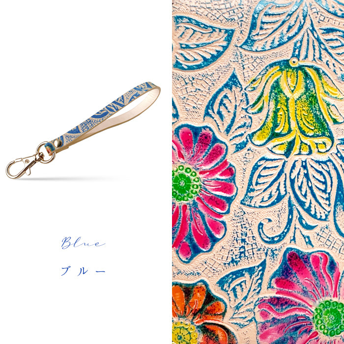 【Leo&Aoi公式ショップ】 レトロな 花型押し ナスカン付き ストラップ 本革 マルチストラップ 携帯ストラップ レザー 携帯 スマホ キーホルダー パスケース 定期入れ リストストラップ 革 牛革 手帳型 スマホケース 落下防止 レディース 花 フラワー 【安心の返品保証付き】