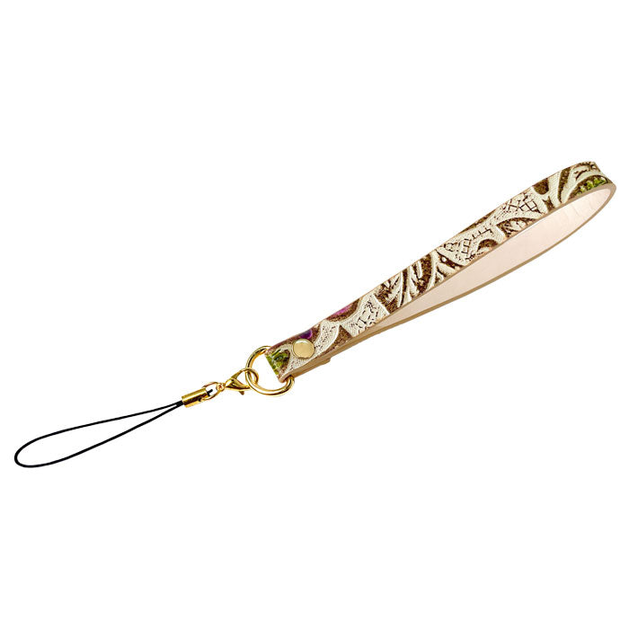 【Leo&Aoi公式ショップ】 レトロな 花型押し ストラップ 本革 紐ストラップ マルチストラップ 携帯ストラップ レザー 携帯 スマホ キーホルダー パスケース 定期入れ リストストラップ 革 牛革 手帳型 スマホケース 落下防止 レディース 花 花柄 【安心の返品保証付き】