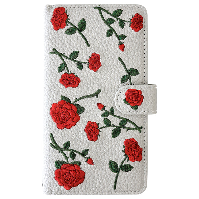 【Leo&Aoi公式ショップ】 バラ刺繍 スマホケース 手帳型ケース 100機種以上対応