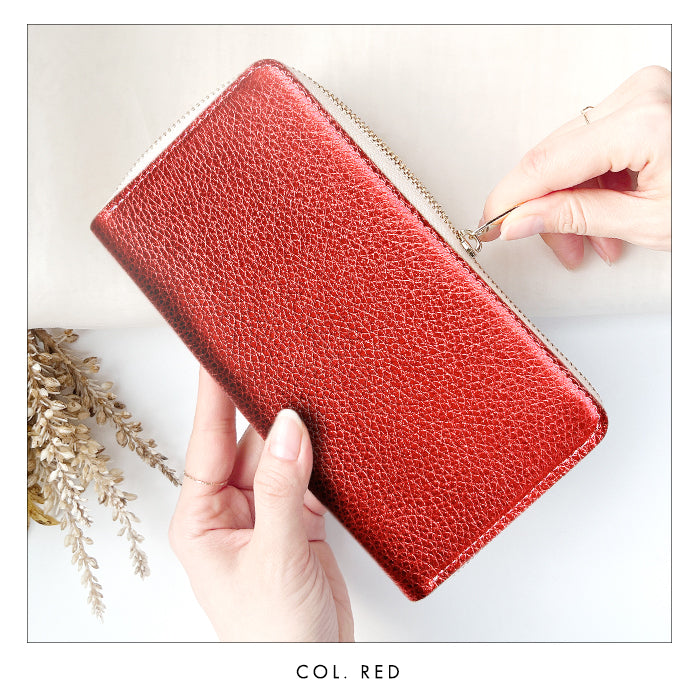 【Leo&Aoi公式ショップ】 型押し グリッター 蛇腹 カードポケット付き 長財布 本革 ラウンド型ファスナー 財布 レディース 大容量 【安心の返品保証付き】