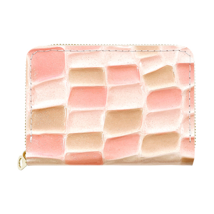 【Leo&Aoi公式ショップ】 ステンドグラス ミニウォレット 財布 ミニ財布 本革 コンパクト ラウンドファスナー 牛革 サイフ さいふ ウォレット 小さい財布 革 エナメル加工 レザー カード収納 革財布 ラウンド財布 ミニサイフ 本革ミニ財布 レディース ハンドメイド