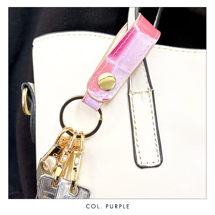 【Leo&Aoi公式ショップ】 ステンドグラス 3連 キーリング 本革 スナップボタン 本革キーリング 【安心の返品保証付き】