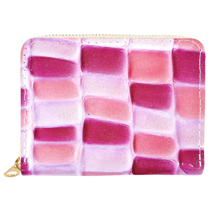 【Leo&Aoi公式ショップ】ステンドグラス 蛇腹 シンプル財布 本革 財布 レディース ラウンド型ファスナー ミニ財布 カード入れ エナメル 牛革 【安心の返品保証付き】