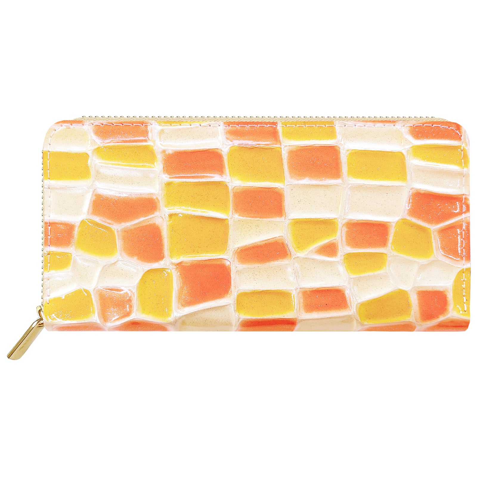 【Leo&Aoi公式ショップ】 ステンドグラス 蛇腹 カードポケット付き 長財布 本革 ラウンド型ファスナー 財布 レディース 大容量 【安心の返品保証付き】