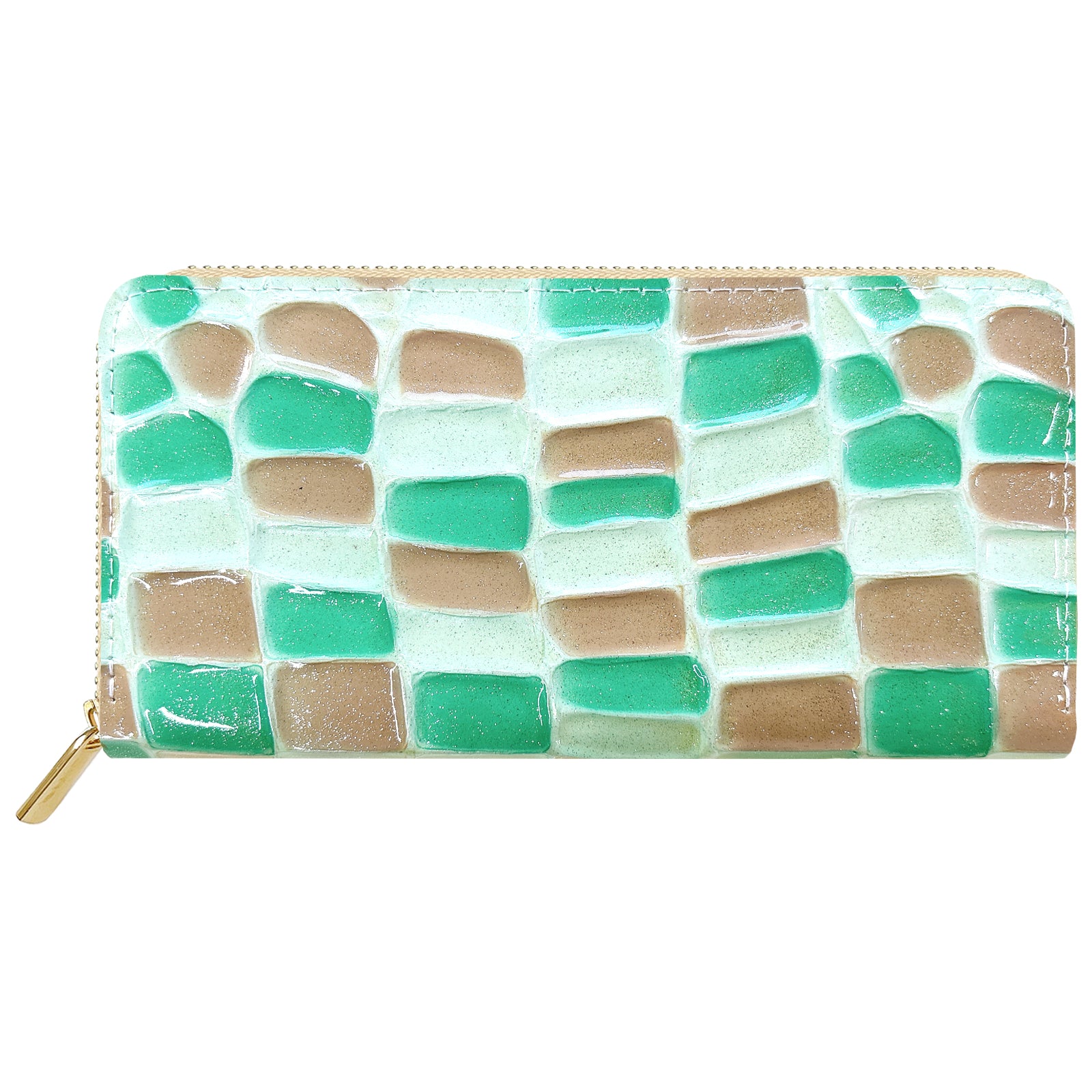 【Leo&Aoi公式ショップ】 ステンドグラス 蛇腹 カードポケット付き 長財布 本革 ラウンド型ファスナー 財布 レディース 大容量 【安心の返品保証付き】