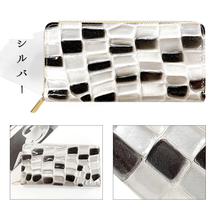 【Leo&Aoi公式ショップ】 ステンドグラス 蛇腹 カードポケット付き 長財布 本革 ラウンド型ファスナー 財布 レディース 大容量 【安心の返品保証付き】