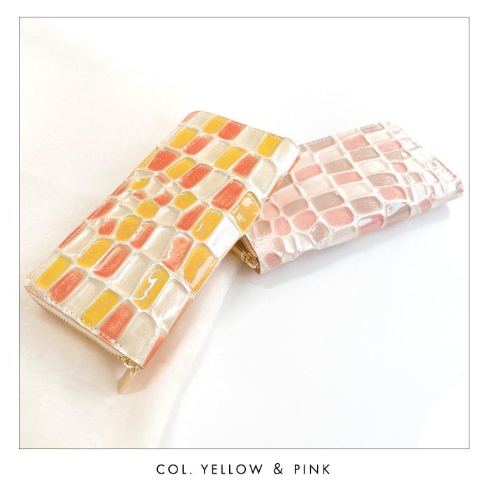 【Leo&Aoi公式ショップ】 ステンドグラス 蛇腹 カードポケット付き 長財布 本革 ラウンド型ファスナー 財布 レディース 大容量 【安心の返品保証付き】