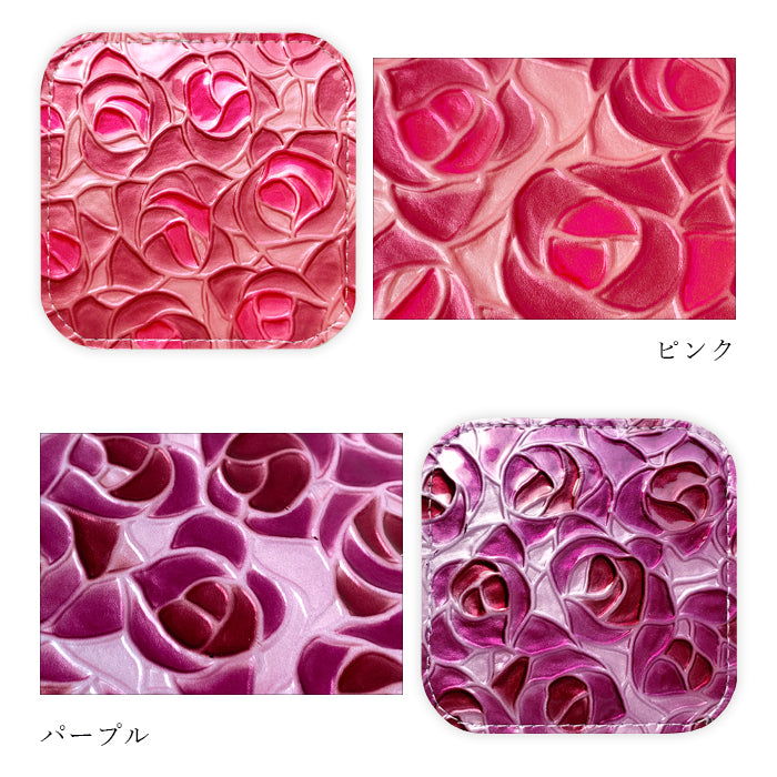 【Leo&Aoi公式ショップ】 ステンドグラス ローズ コースター 本革 4枚セット テーブルウェア カフェ おしゃれ インテリア キッチン 雑貨 食器 ハンドメイド ラウンド 革 コップ 上品 かわいい お洒落 高級 薔薇 バラ エナメル 型押し 【安心の返品保証付き】