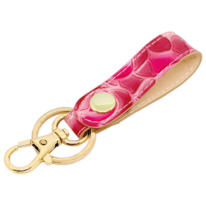 【Leo&Aoi公式ショップ】 ステンドグラス ローズ キーリング 本革 スナップボタン キーホルダー バッグチャーム エナメル 薔薇 バラ 【安心の返品保証付き】