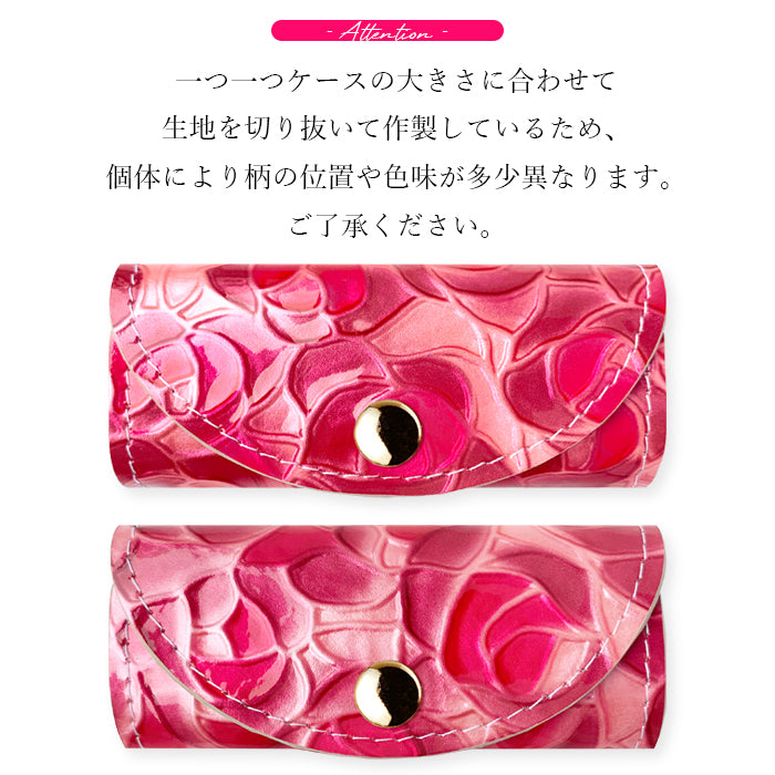 【Leo&Aoi公式ショップ】 牛革 ステンドグラス ローズ キーケース 4連 本革 レディース スマートキー 三つ折り レザー 鍵入れ 鍵 カギ 収納 スリム コンパクト キーホルダー 4連キーケース エナメル加工 日本製 バラ 薔薇 【安心の返品保証付き】