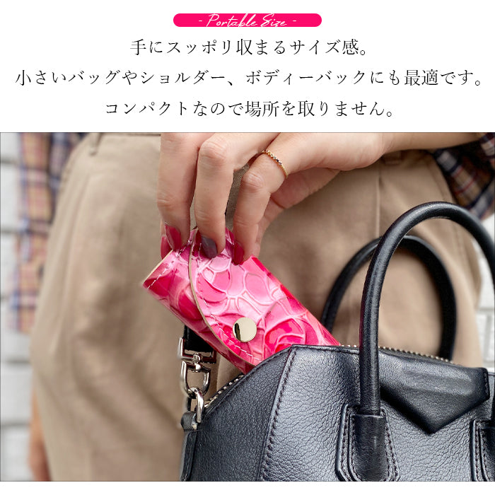 【Leo&Aoi公式ショップ】 牛革 ステンドグラス ローズ キーケース 4連 本革 レディース スマートキー 三つ折り レザー 鍵入れ 鍵 カギ 収納 スリム コンパクト キーホルダー 4連キーケース エナメル加工 日本製 バラ 薔薇 【安心の返品保証付き】