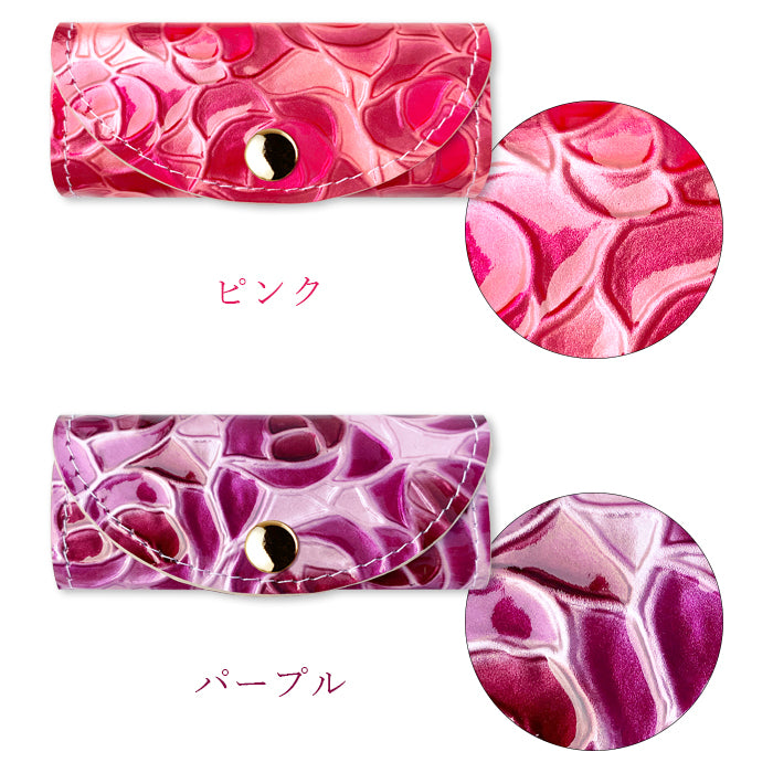 【Leo&Aoi公式ショップ】 牛革 ステンドグラス ローズ キーケース 4連 本革 レディース スマートキー 三つ折り レザー 鍵入れ 鍵 カギ 収納 スリム コンパクト キーホルダー 4連キーケース エナメル加工 日本製 バラ 薔薇 【安心の返品保証付き】