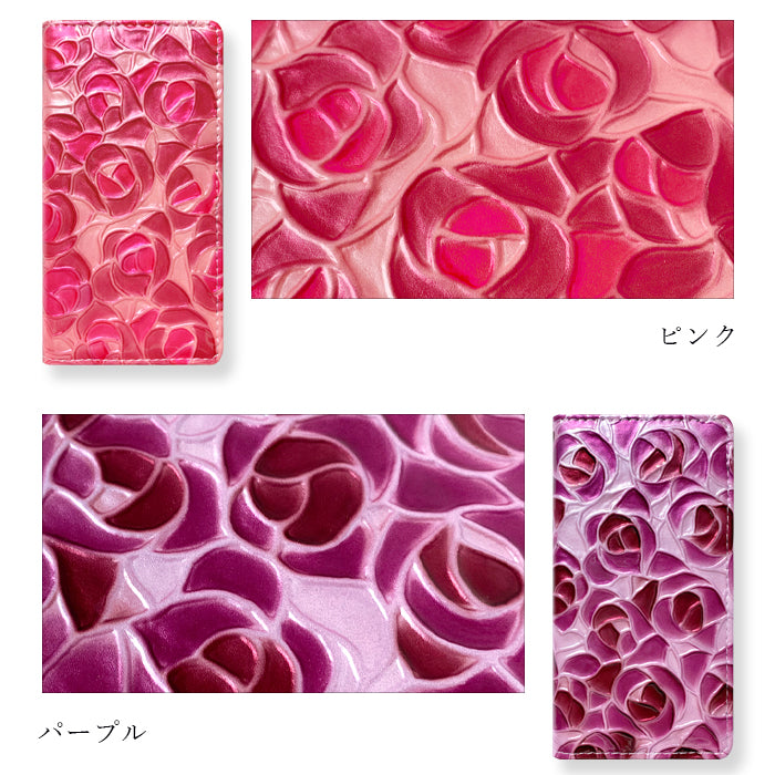 【Leo&Aoi公式ショップ】 iPhone15 ケース iPhone 15 カバー 手帳型 本革 ステンドグラス ローズ 手帳型ケース アイフォン15 スマホケース 携帯ケース 【安心の返品保証付き】