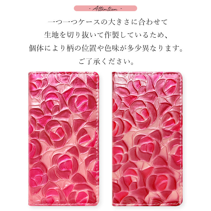 【Leo&Aoi公式ショップ】 本革 ステンドグラスローズ スマホケース 手帳型ケース 100機種以上対応