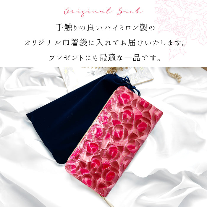 【Leo&Aoi公式ショップ】 ステンドグラスローズ 財布 長財布 レディース 本革 ラウンドファスナー サイフ さいふ ウォレット 革 牛革 レザー カード収納 革財布 ラウンド長財布 ラウンド財布 長サイフ 本革長財布 エナメル加工 バラ 薔薇 ローズ ハンドメイド【安心の返品保証付き】