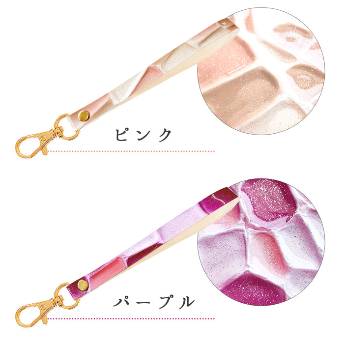【Leo&Aoi公式ショップ】 ステンドグラス ナスカン付き ストラップ 本革 マルチストラップ 携帯ストラップ レザー 携帯 スマホ キーホルダー パスケース 定期入れ リストストラップ 革 牛革 手帳型 スマホケース 落下防止 レディース 【安心の返品保証付き】